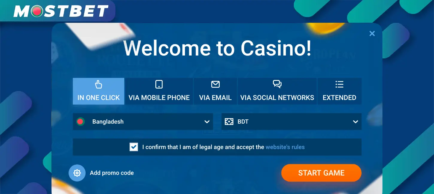 To start playing at Mostbet Casino you need to create an account